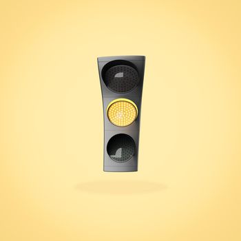 Cartoon Yellow Traffic Lights Isolated on Yellow Background with Shadow 3D Illustration