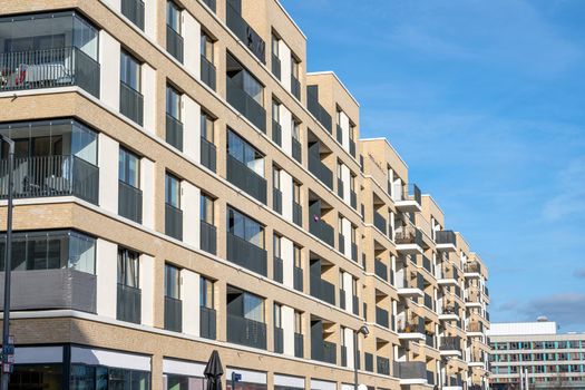 Modern apartment buildings in a housing development area in Berlin, Germany