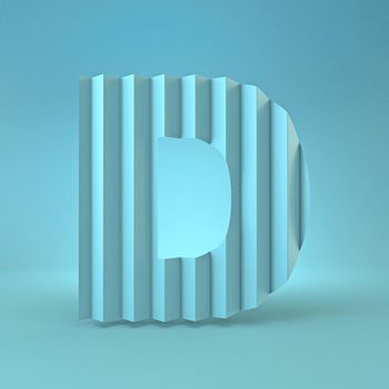 Cold blue font Letter D 3D render illustration on blue background