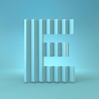 Cold blue font Letter E 3D render illustration on blue background