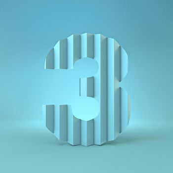 Cold blue font Number 3 THREE 3D render illustration on blue background