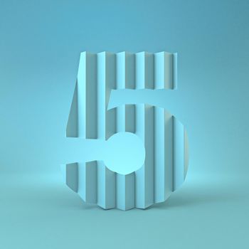 Cold blue font Number 5 FIVE 3D render illustration on blue background