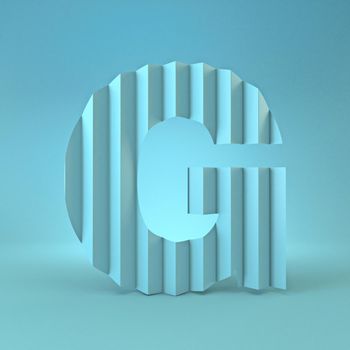 Cold blue font Letter G 3D render illustration on blue background