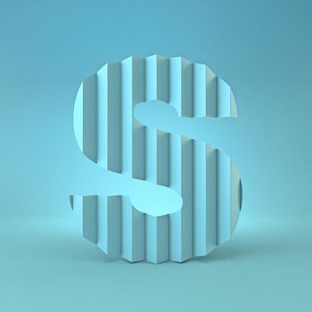 Cold blue font Letter S 3D render illustration on blue background