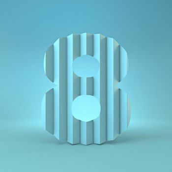 Cold blue font Number 8 EIGHT 3D render illustration on blue background