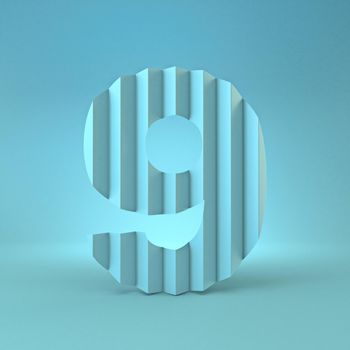 Cold blue font Number 9 NINE 3D render illustration on blue background