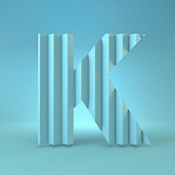 Cold blue font Letter K 3D render illustration on blue background