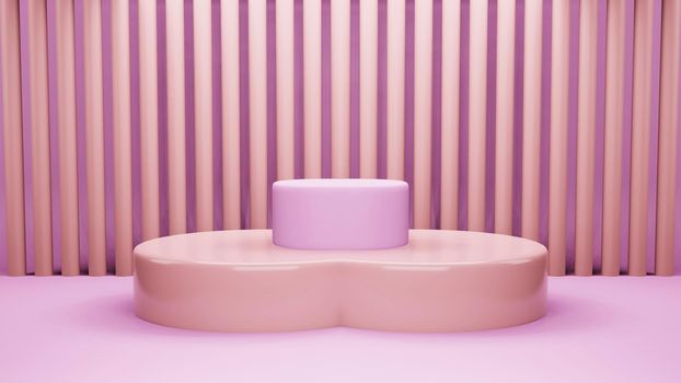 Pink Abstract geometry shape background. yellow and pink podium minimalist mock up scene for cosmetic or another product, 3d rendering.