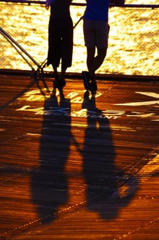 Two people who are twty at the grand bridge. Shooting Location: Yokohama-city kanagawa prefecture