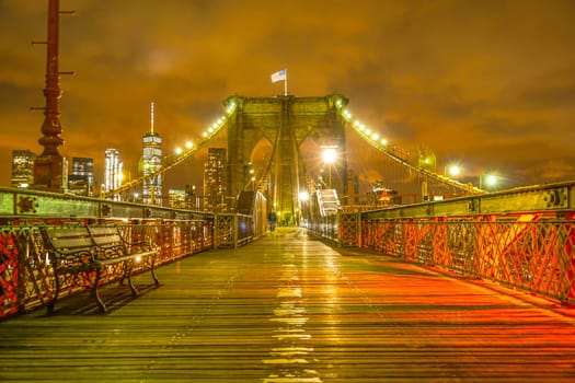 Night Brooklyn Bridge. Shooting Location: New York, Manhattan