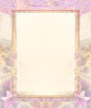 Vintage Frame For Congratulation with beautiful pink flowers and the leopard print