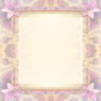 Vintage Frame For Congratulation with beautiful pink flowers and the leopard print