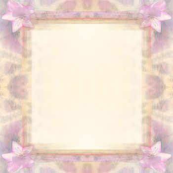 Vintage Frame For Congratulation with beautiful pink flowers and the leopard print