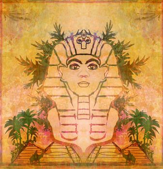 Great Sphinx of Giza - retro style card