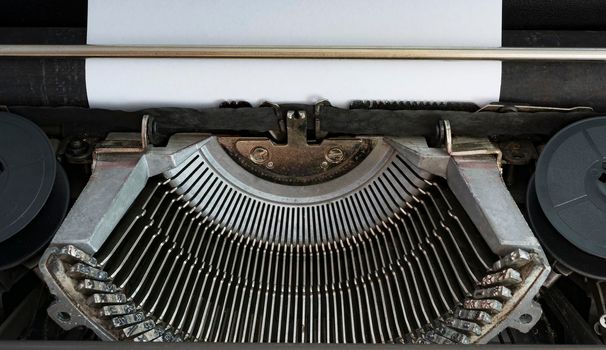 An old classic typewriter. Copy space. For text purpose. Background.