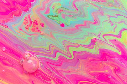 Liquid Barbie style pink background with bubbles. Neon color pink artwork illustration