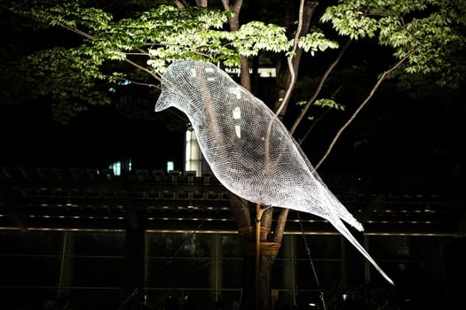 Glowing bird object. Shooting Location: Tokyo metropolitan area