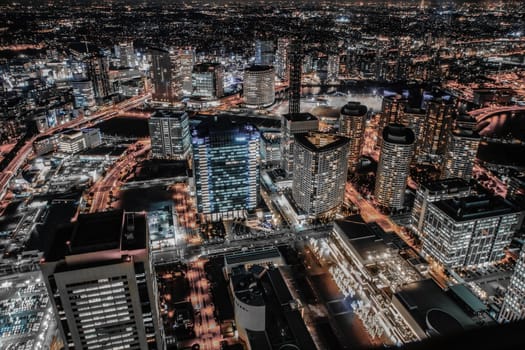 Yokohama night scene (single color processing: orange). Shooting Location: Yokohama-city kanagawa prefecture