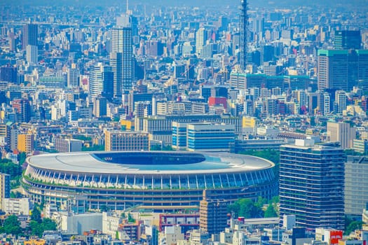 New National Stadium and Tokyo City Cities. Shooting Location: Tokyo metropolitan area