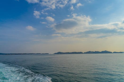 Matsushima (Japan three-view) from the sightseeing boat. Shooting Location: Miyagi-gun, Miyagi Prefecture