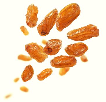 Light grapes levitate on a white background.