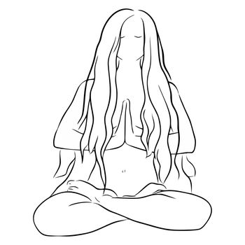 Yoga, beauty salon, spa logo or label or label. A girl sitting in the lotus position. illustration, white background