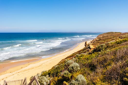 The idyllic Thirteenth Beach at Charlemont Reef near Barwon Heads on a hot summer's day in Victoria, Australia