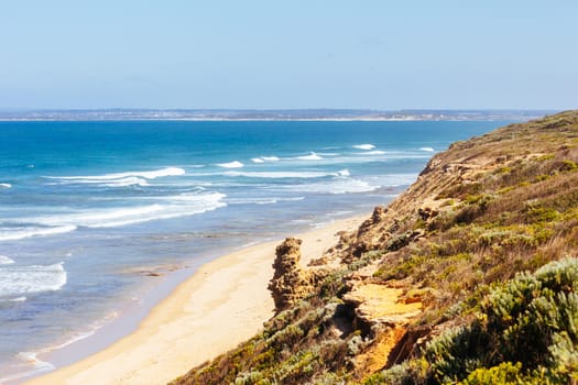The idyllic Thirteenth Beach at Charlemont Reef near Barwon Heads on a hot summer's day in Victoria, Australia