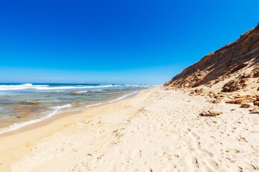 The idyllic Thirteenth Beach at Charlemont Reef near Barwon Heads on a hot summer's day in Victoria, Australia