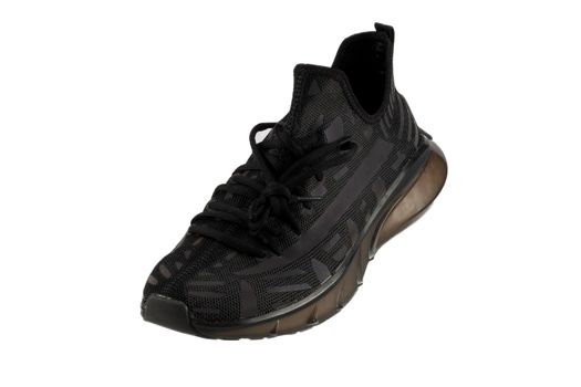 Black rag sneaker on a white background.