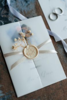 gold wedding rings with a wedding decor