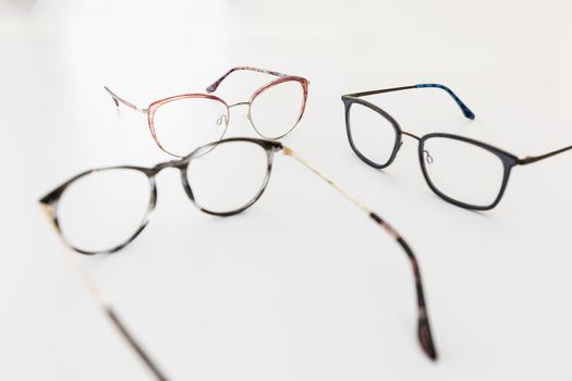 Workspace with glasses on a background