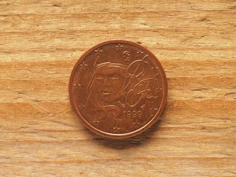 two cents coin, French side showing portrait of Marianne personification of French Republic, currency of France, European Union