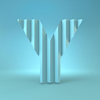 Cold blue font Letter Y 3D render illustration on blue background