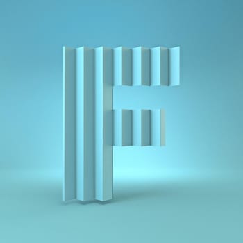 Cold blue font Letter F 3D render illustration on blue background