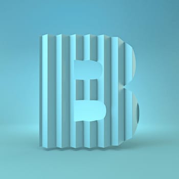 Cold blue font Letter B 3D render illustration on blue background