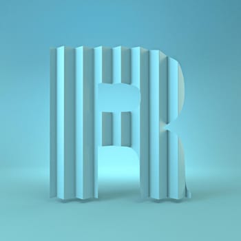 Cold blue font Letter R 3D render illustration on blue background