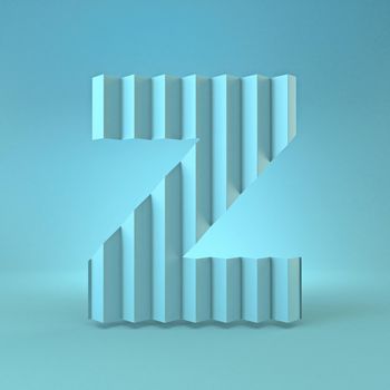 Cold blue font Letter Z 3D render illustration on blue background