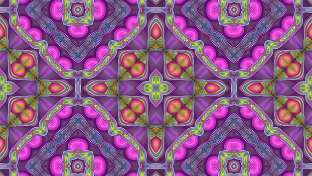 Abstract pink kaleidoscope background with symmetrical pattern.
