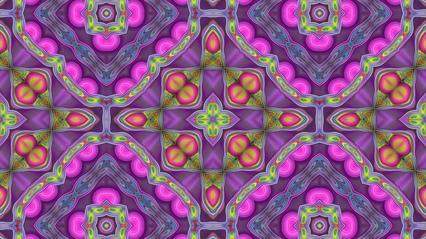 Abstract pink kaleidoscope background with symmetrical pattern.
