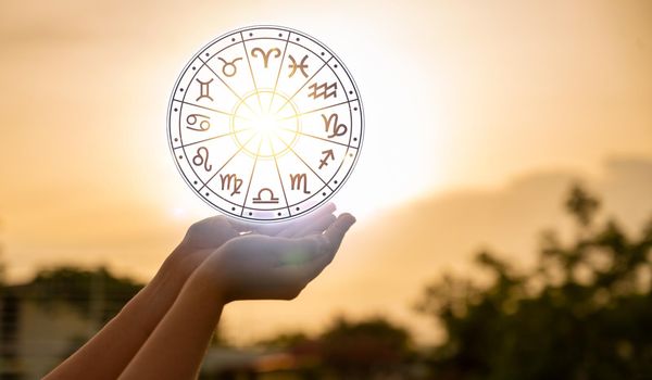 Zodiac signs inside of horoscope circle astrology and horoscopes concept