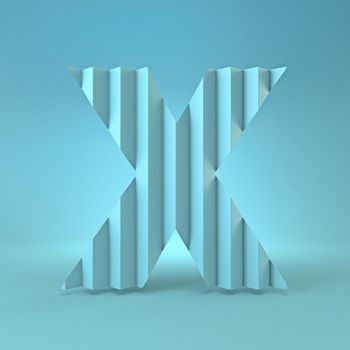 Cold blue font Letter X 3D render illustration on blue background