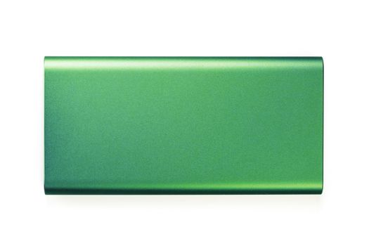 Green Power Supply Isolated on White Background with Safe Green Energy for Smartphones