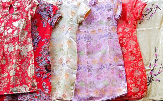 Group of Qipao dress (Chinese dress) for women. Qipao dress is costume for wear in the Chinese New Year