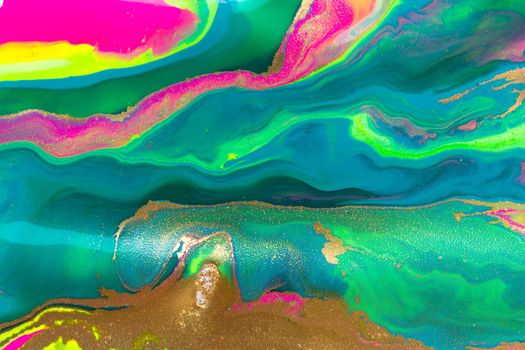 Abstract liquid ink gradient pattern. Fluorescent liquid bright texture