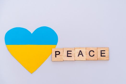 Heart pattern, yellow and blue flag of Ukraine. Peace concept.