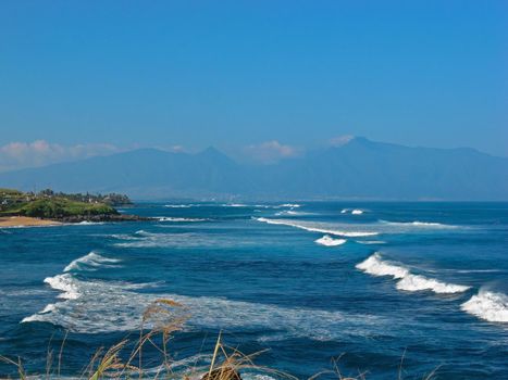 Large Waves Break Near Shore at Hookipa Ho'okipa Beach Park on the Island of Maui in Hawaii. High quality photo