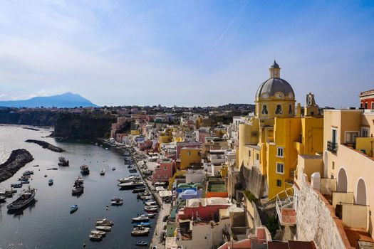Daylight view of beautiful Procida in sunny summer day, Procida Island, Italy, High quality photo