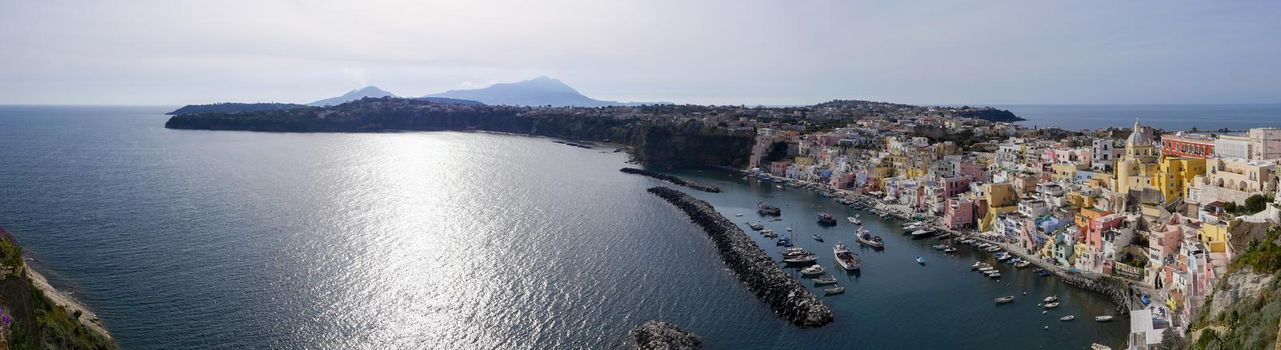 Daylight view of beautiful Procida in sunny summer day, Procida Island, Italy, High quality photo