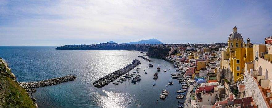 Daylight view of beautiful Procida in sunny summer day, Procida Island, Italy, High quality photo